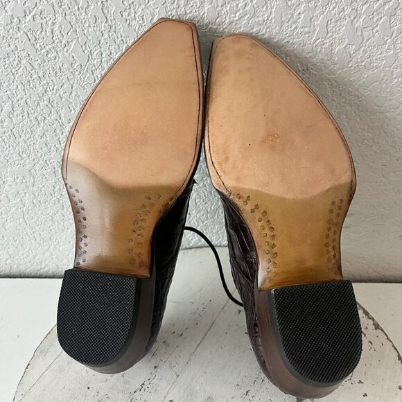 Rod Patrick Womens Lace Up Shoes 6 C Brown Caiman Exotic Western Boots Loafers - Picture 8 of 11